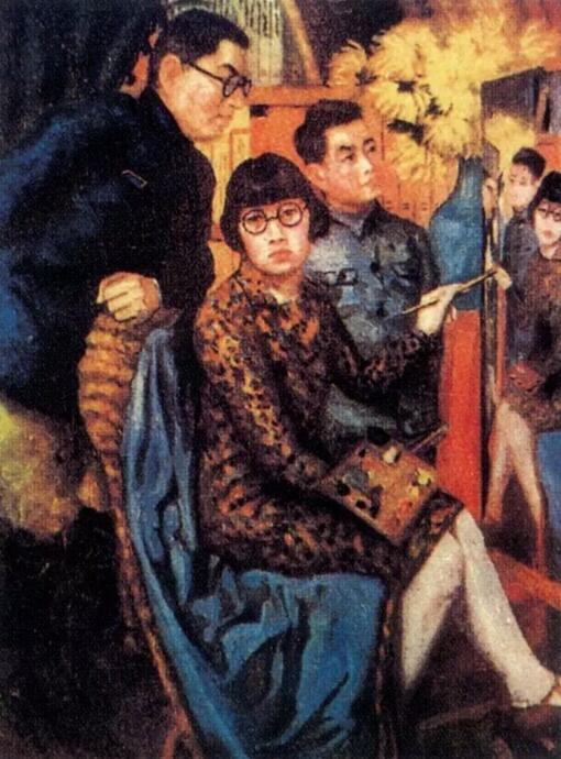 1931年《我的家庭》油画（潘玉良背后戴眼镜站立者为潘赞化，右为潘牟）.jpg